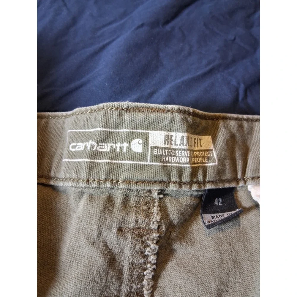 Carhartt Relaxed Fit Canvas Work Shorts Mens Size 42‎ Khaki Utility Cargo Rugged